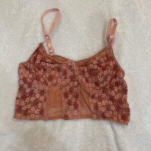 Floral Lace Bralette in Dusty Rose